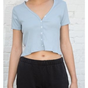 (sold, DO NOT OFFER) blue paige ruffle top